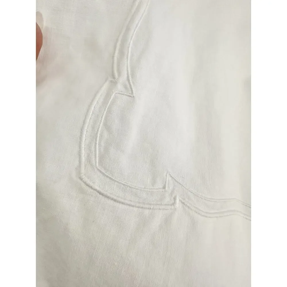 VTG 100% Cotton White Pillow Sham Standard ENVELOPE style EMBROIDERED Set Of 2
